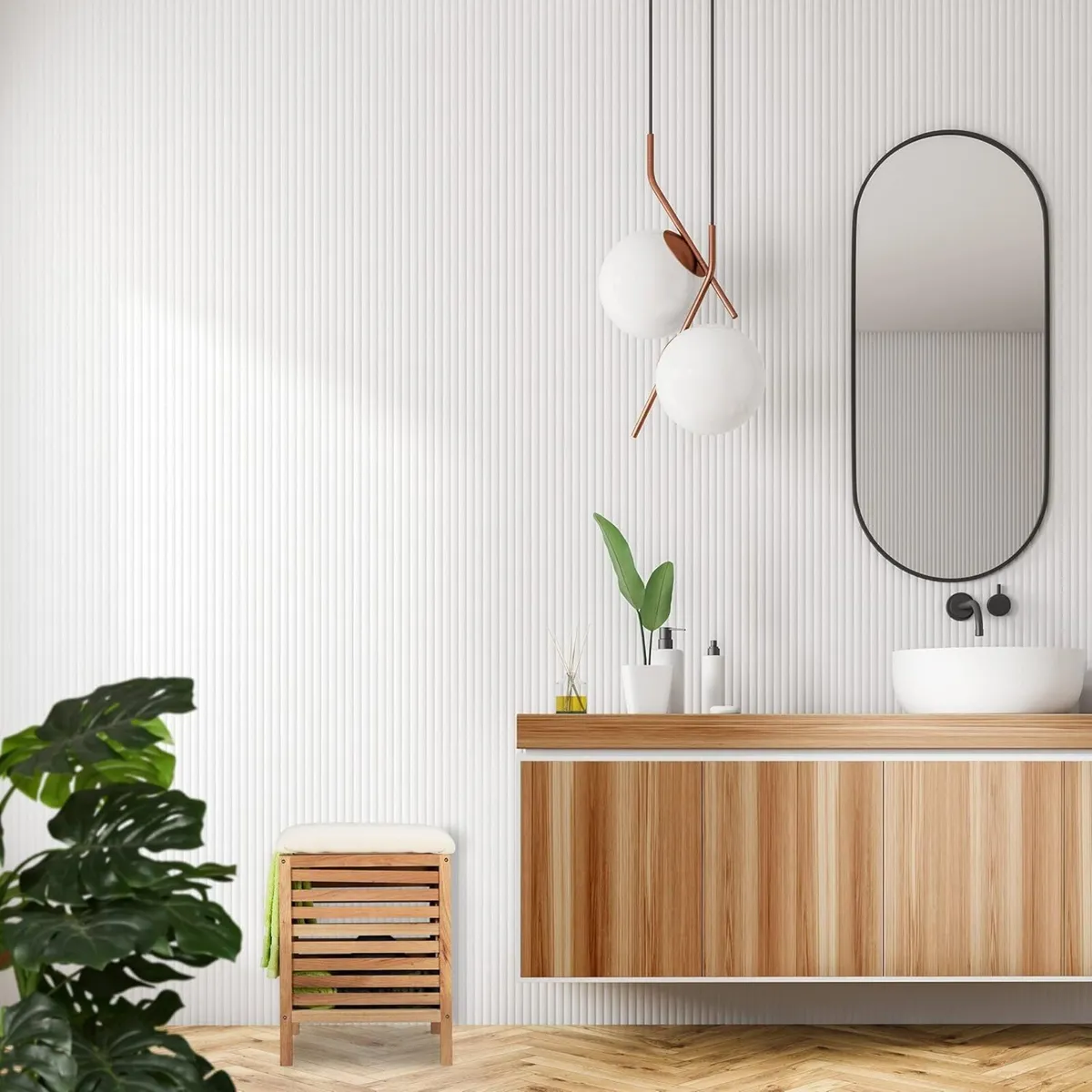 Storage Stool Walnut Fabric 35 l Laundry Basket - Image 2