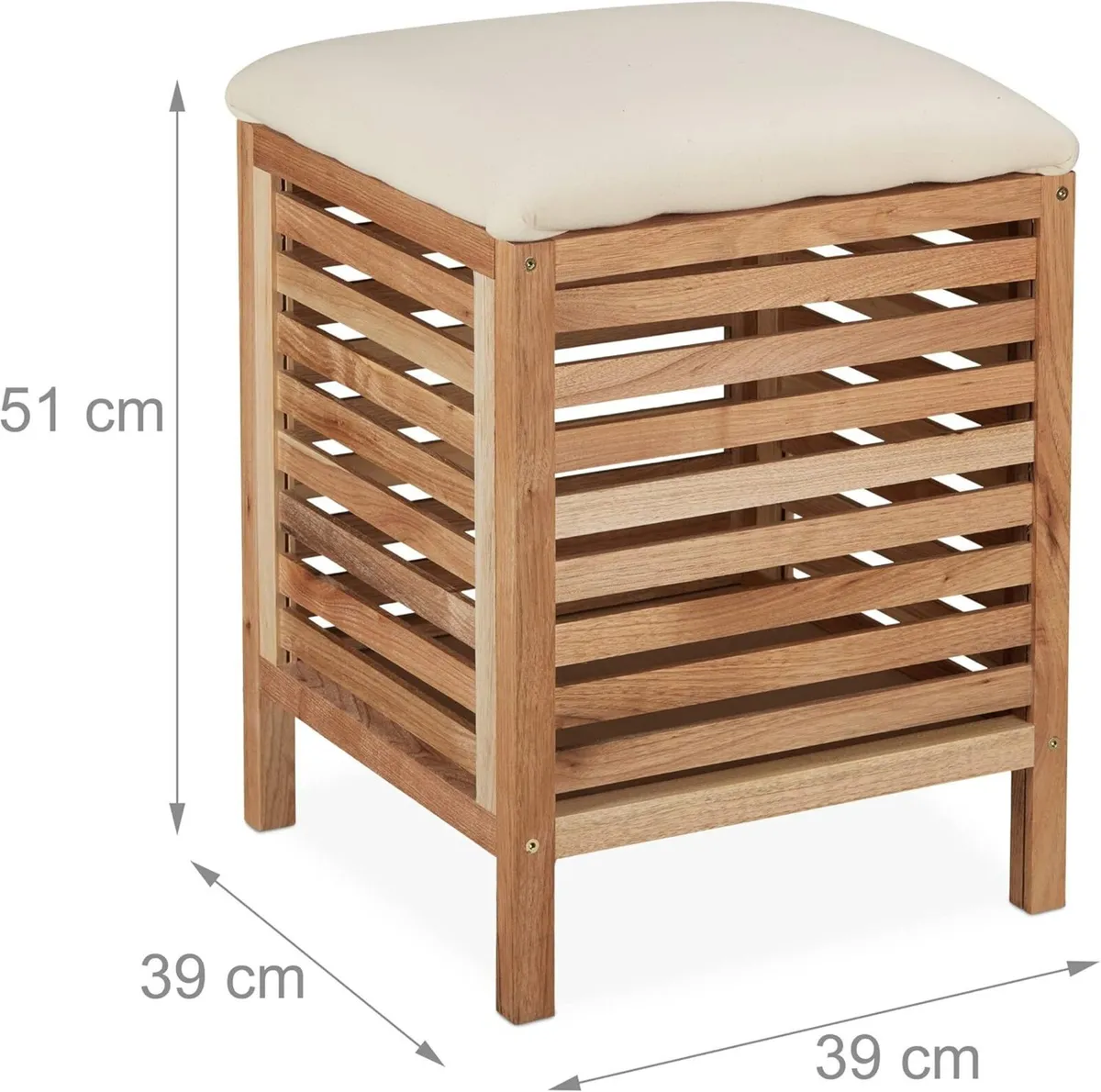 Storage Stool Walnut Fabric 35 l Laundry Basket - Image 3