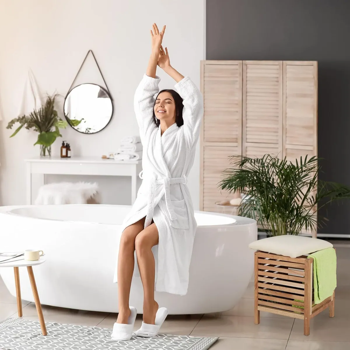 Storage Stool Walnut Fabric 35 l Laundry Basket - Image 4