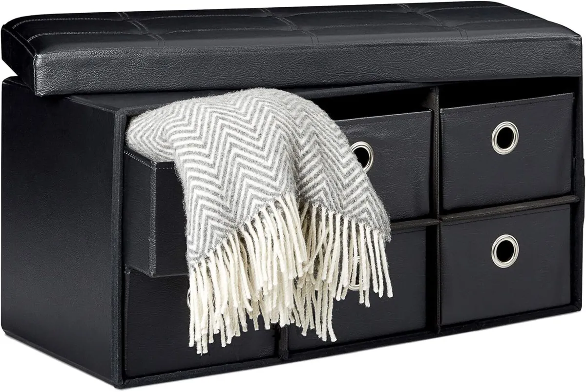 Folding Storage Ottoman Foldaway Seat with 6 - Image 1