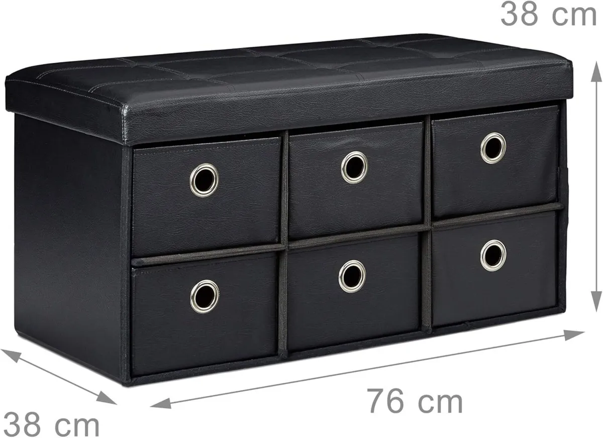 Folding Storage Ottoman Foldaway Seat with 6 - Image 3