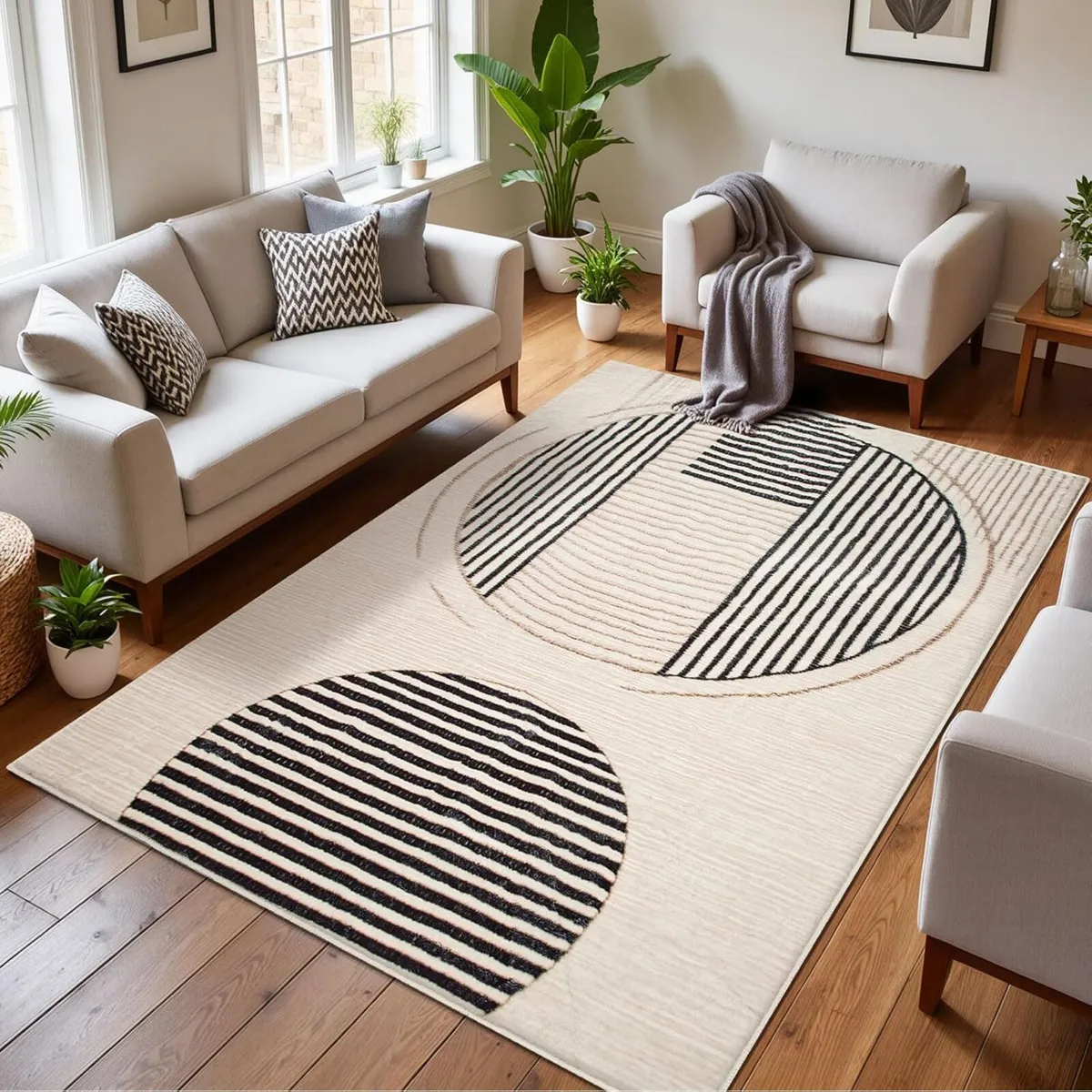 Washable Rugs Living Room 160x200cm Soft Geometric - Image 1