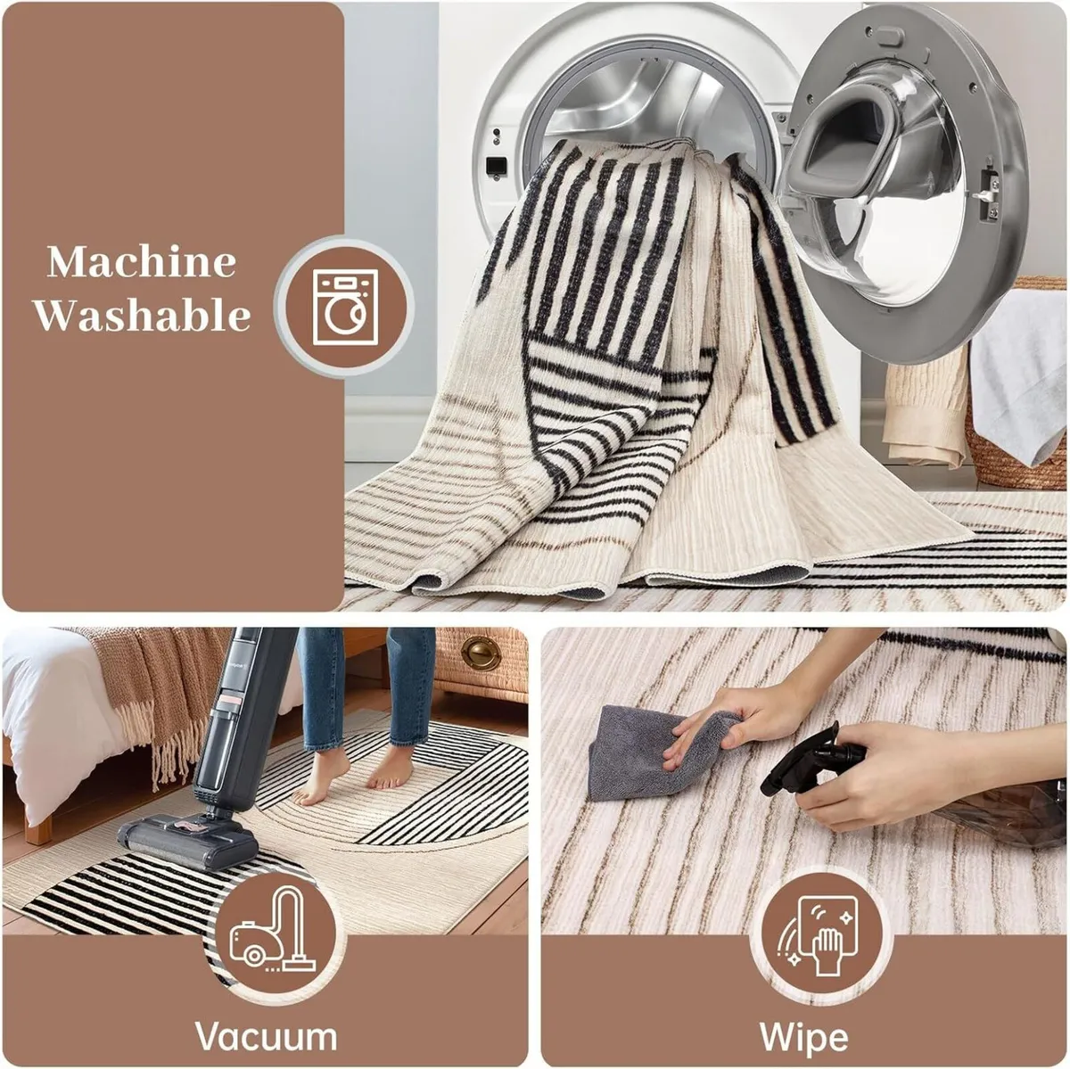 Washable Rugs Living Room 160x200cm Soft Geometric - Image 4