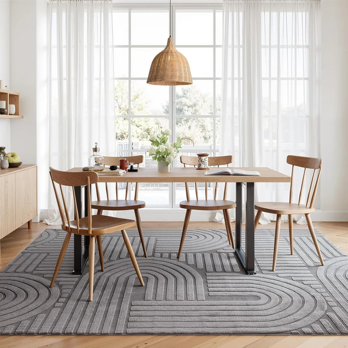 Washable Living Room Rugs Grey Non Slip Area Rug - Image 4