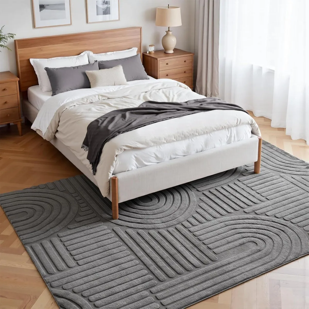 Washable Living Room Rugs Grey Non Slip Area Rug - Image 3