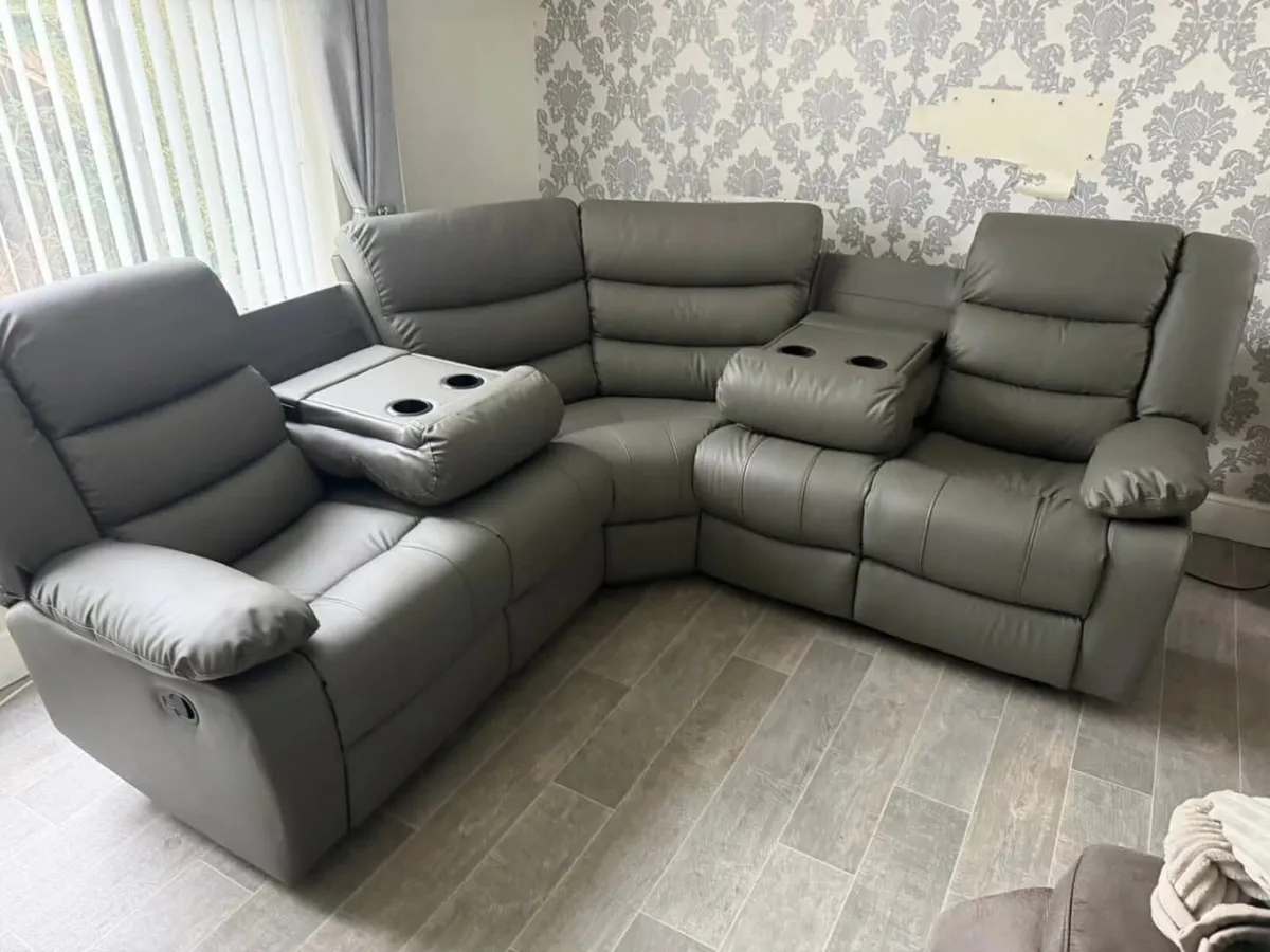 Roma Corner Leather Recliner Sofa - Image 4