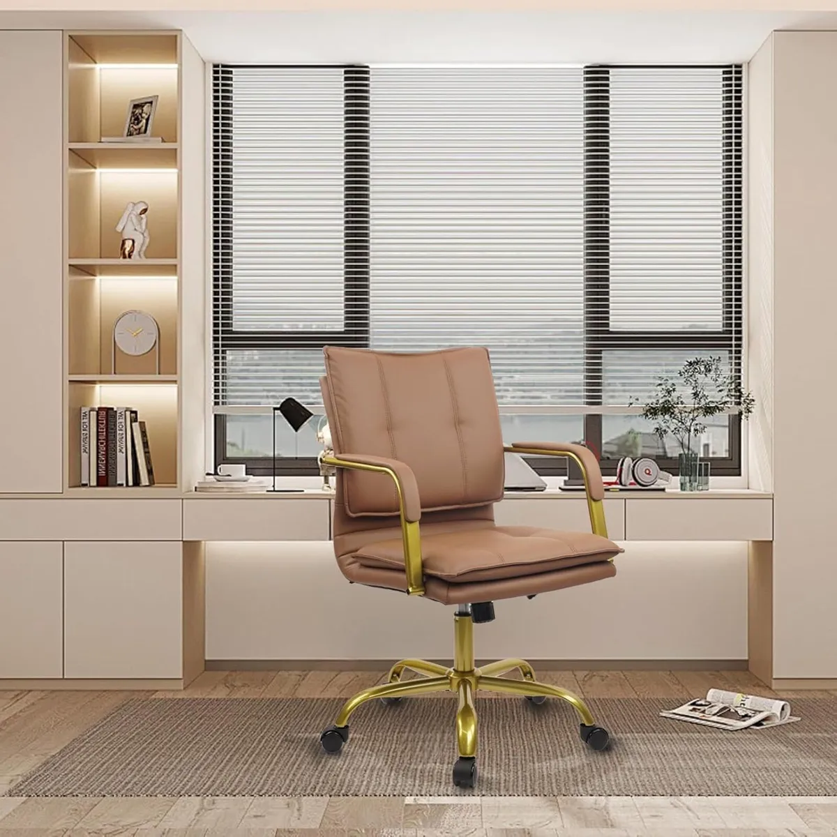 Leather Home Office Chair Adjustable Height - Image 4