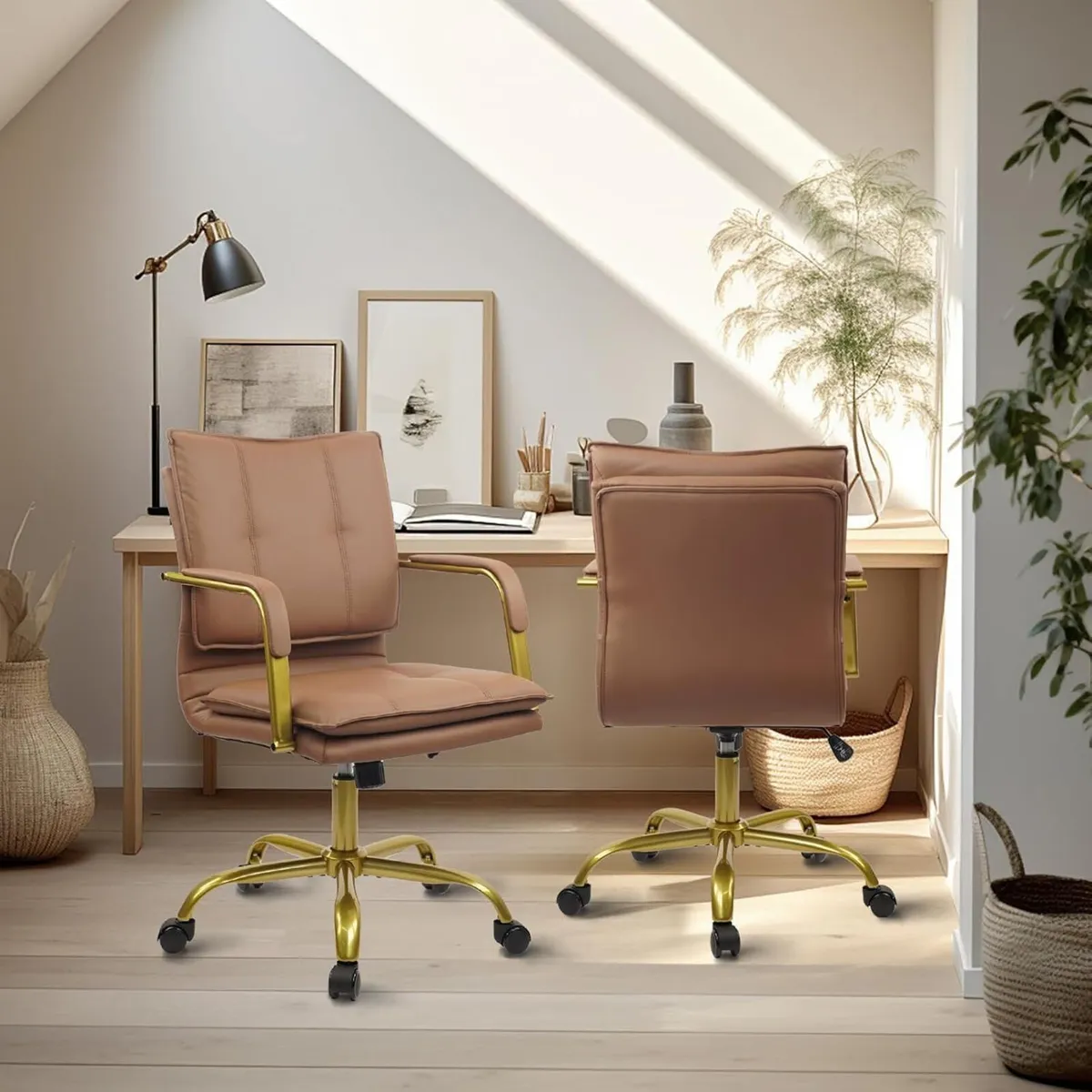 Leather Home Office Chair Adjustable Height - Image 2