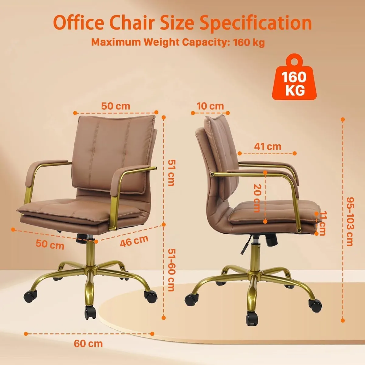 Leather Home Office Chair Adjustable Height - Image 3