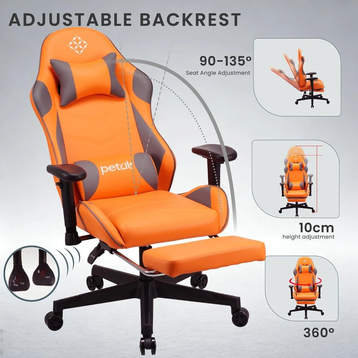 Ergonomic reclining seat with footrest adjustable - Image 4