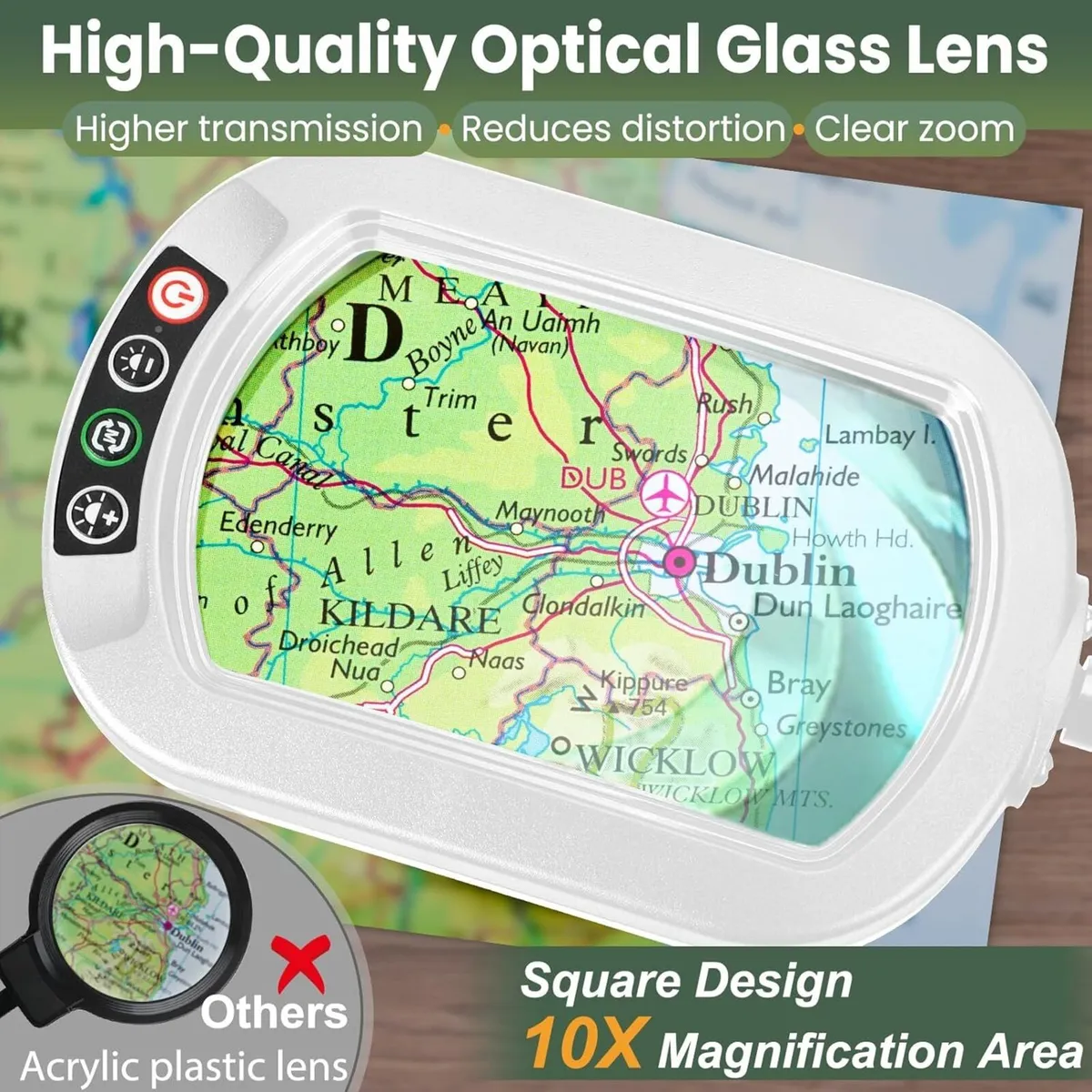 10X Rectangular Magnifying Glass with Light and - Image 2