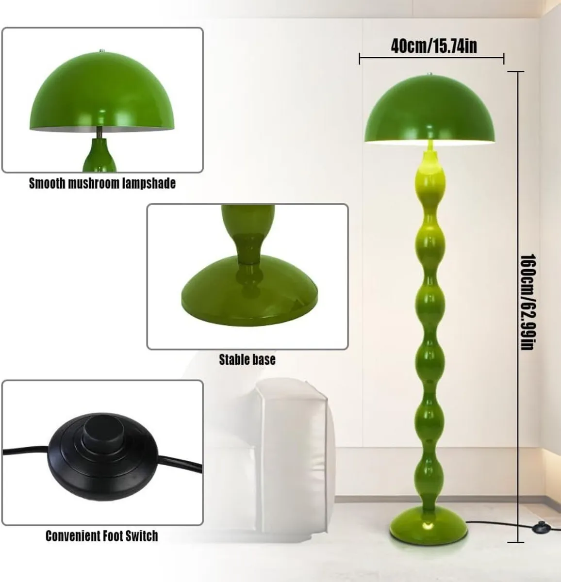 Green Floor Lamp Vintage Lamps for Living Room - Image 3