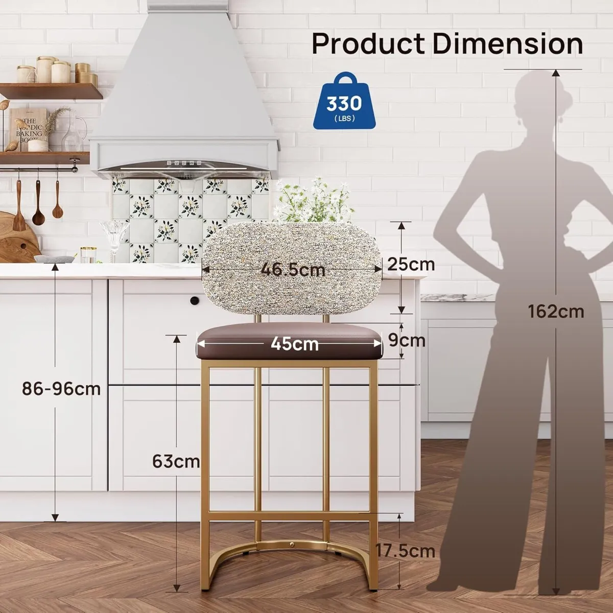 Bar Stools Set Counter Chairs with Backs 63CM - Image 2