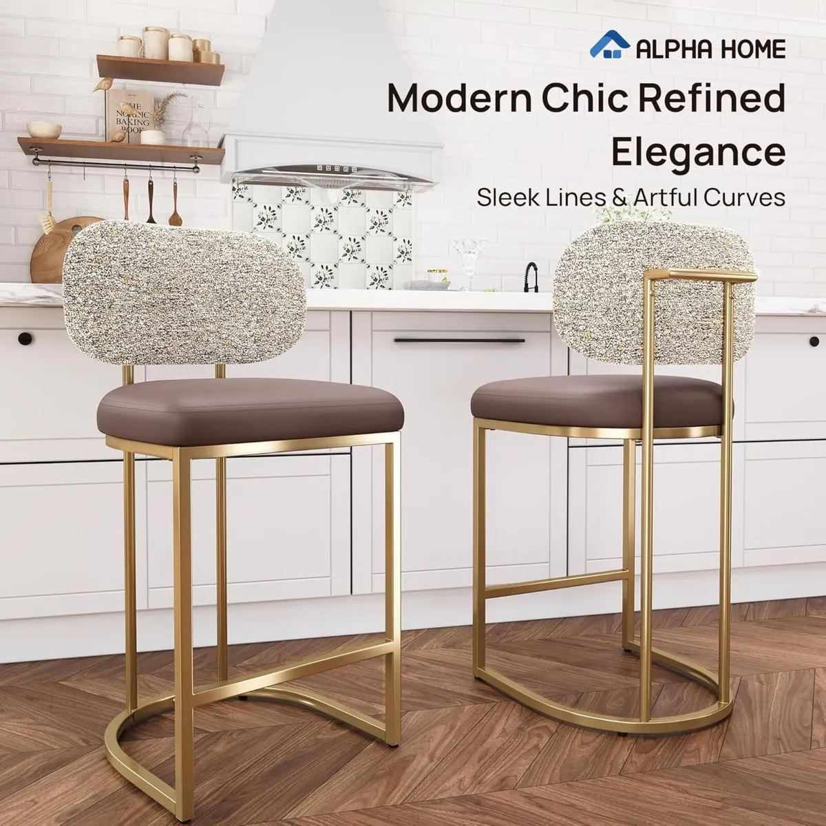 Bar Stools Set Counter Chairs with Backs 63CM - Image 3