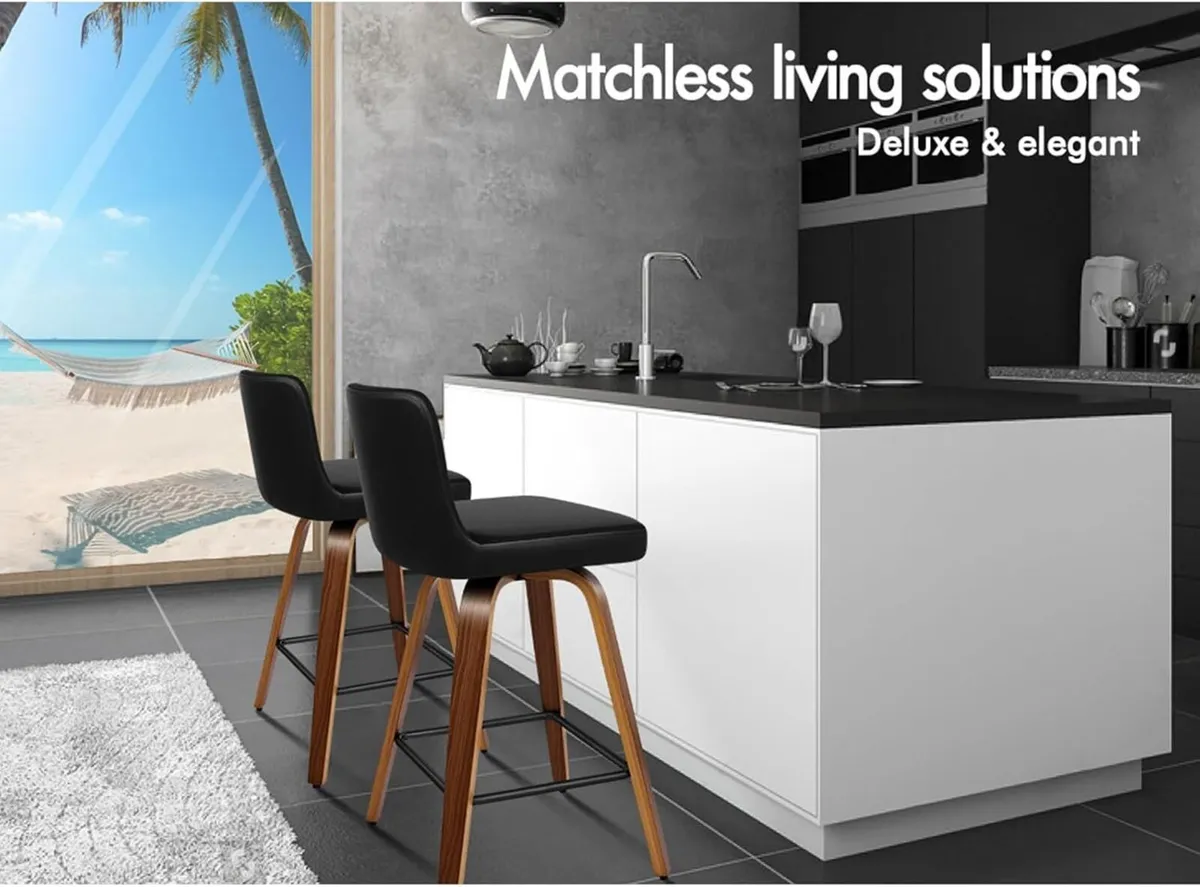 Bar Stools Set of 2 Thick Padded Barstools - Image 3