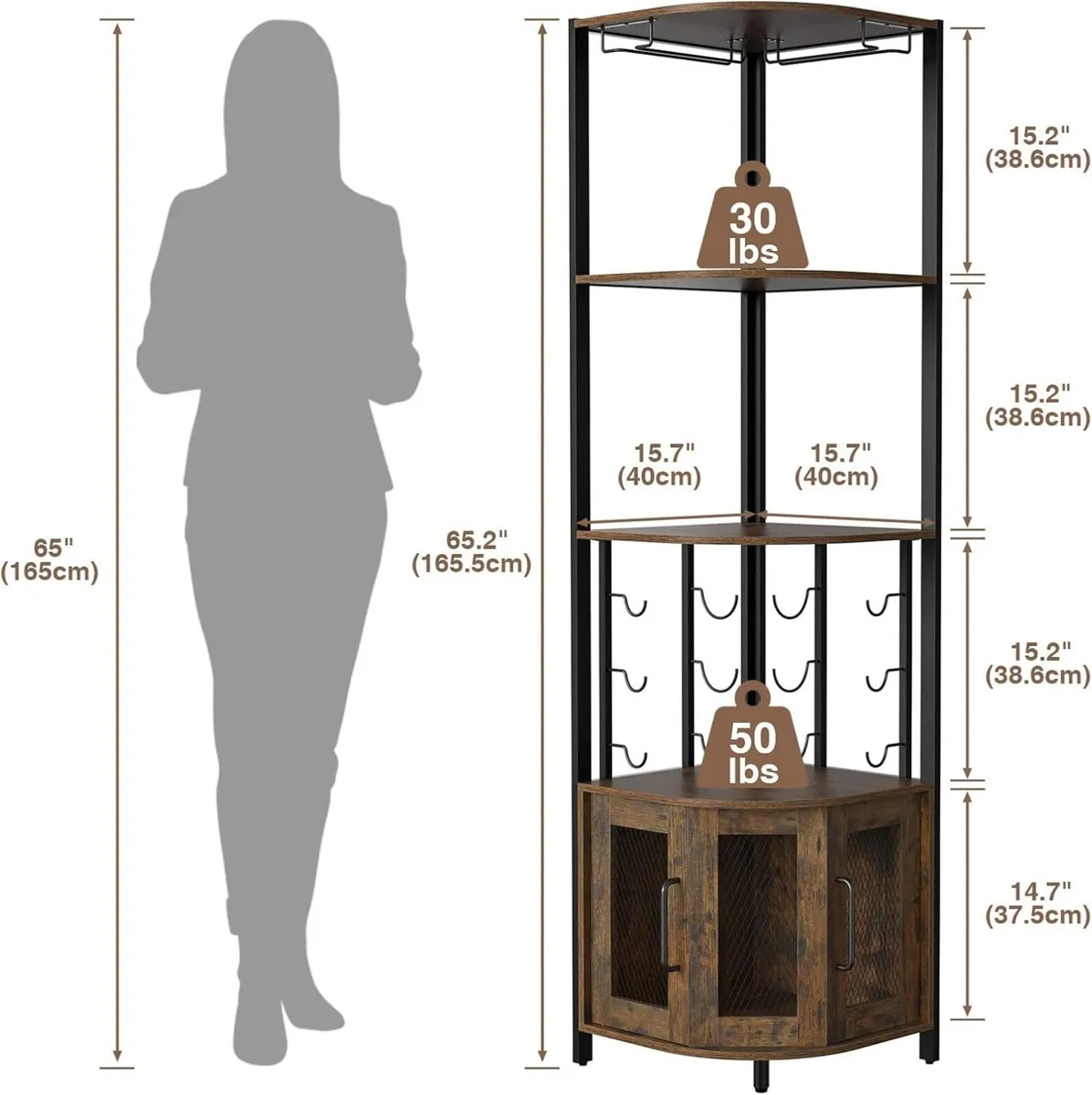 Corner Bar Cabinet with Glass Holder 4 Tier - Image 3