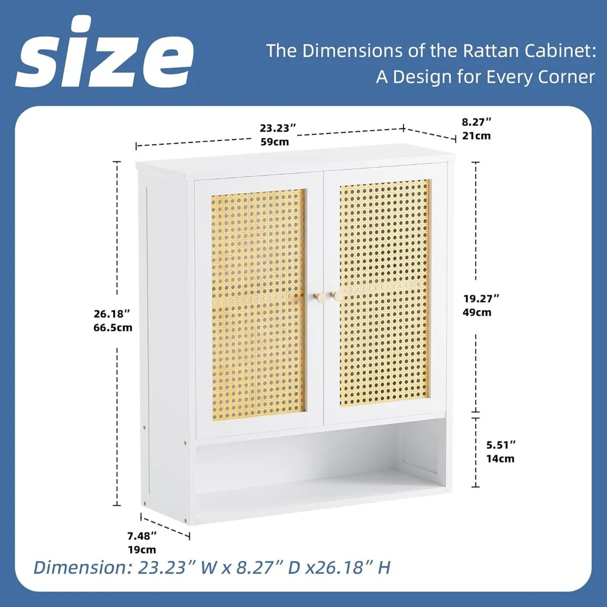 Bamboo Medicine Cabinet Rattan Bathroom Wall Over - Image 3