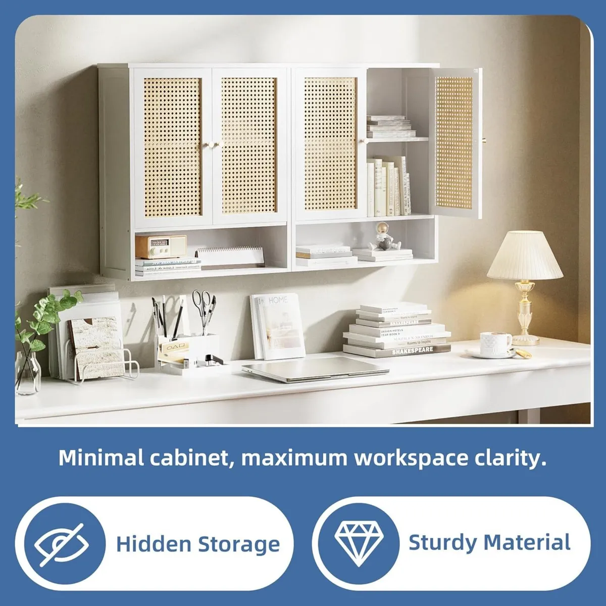 Bamboo Medicine Cabinet Rattan Bathroom Wall Over - Image 4