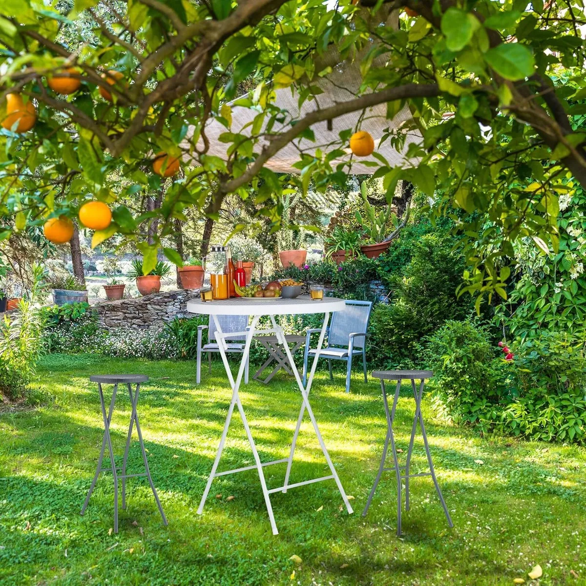 Barstool 2X Set Weave Design Folding Garden Stool - Image 2