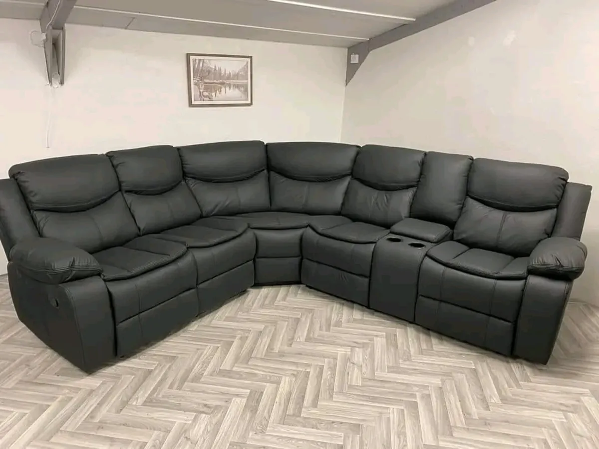 Valerie Corner Leather & Fabric Recliner Sofa - Image 2