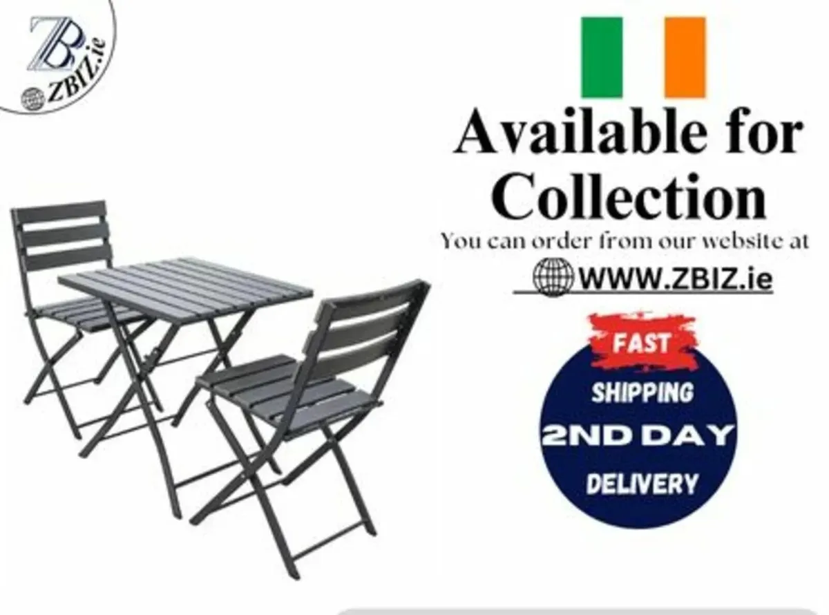 Bistro Set Foldable Chairs Patio Outdoor - Image 1