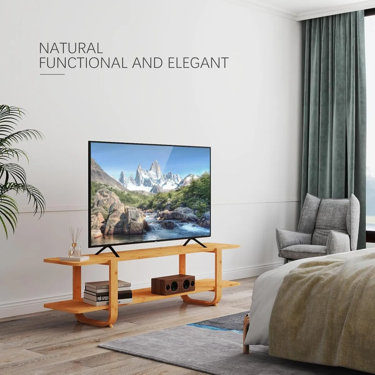 Low TV Table Bench 140cm Small Cabinet 2-Tier - Image 4