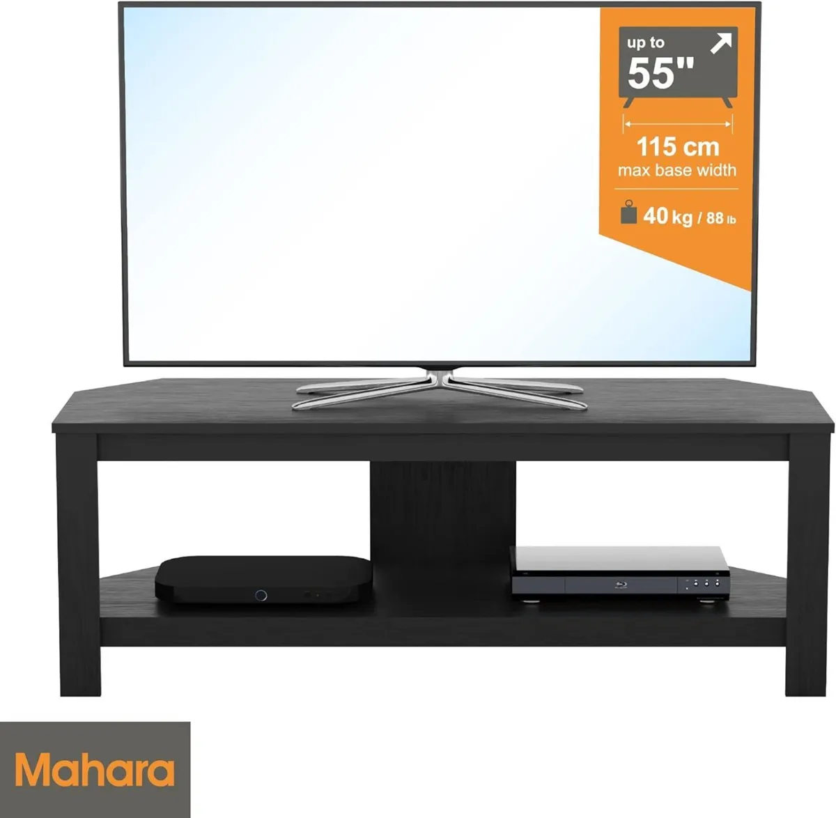 Black Corner TV Stand - Oak Effect unit for up to - Image 4