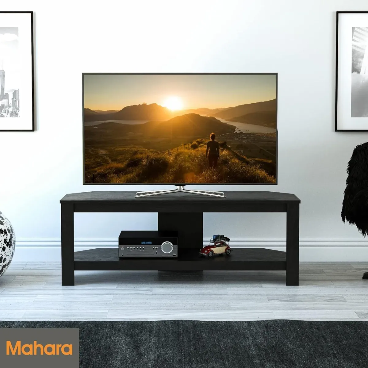 Black Corner TV Stand - Oak Effect unit for up to - Image 2
