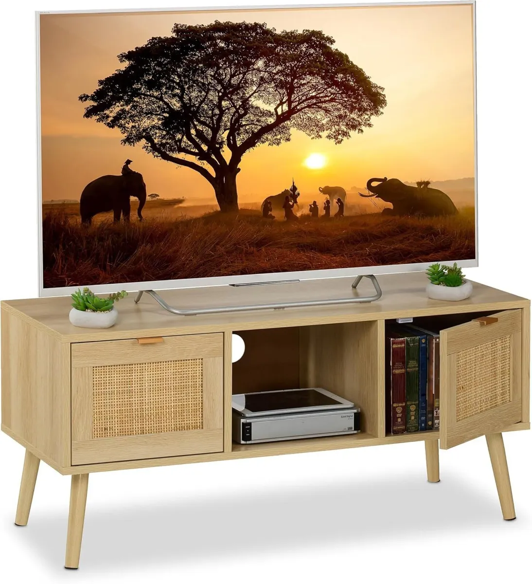 TV Stand Rattan Design Cabinet for Television up - Image 1
