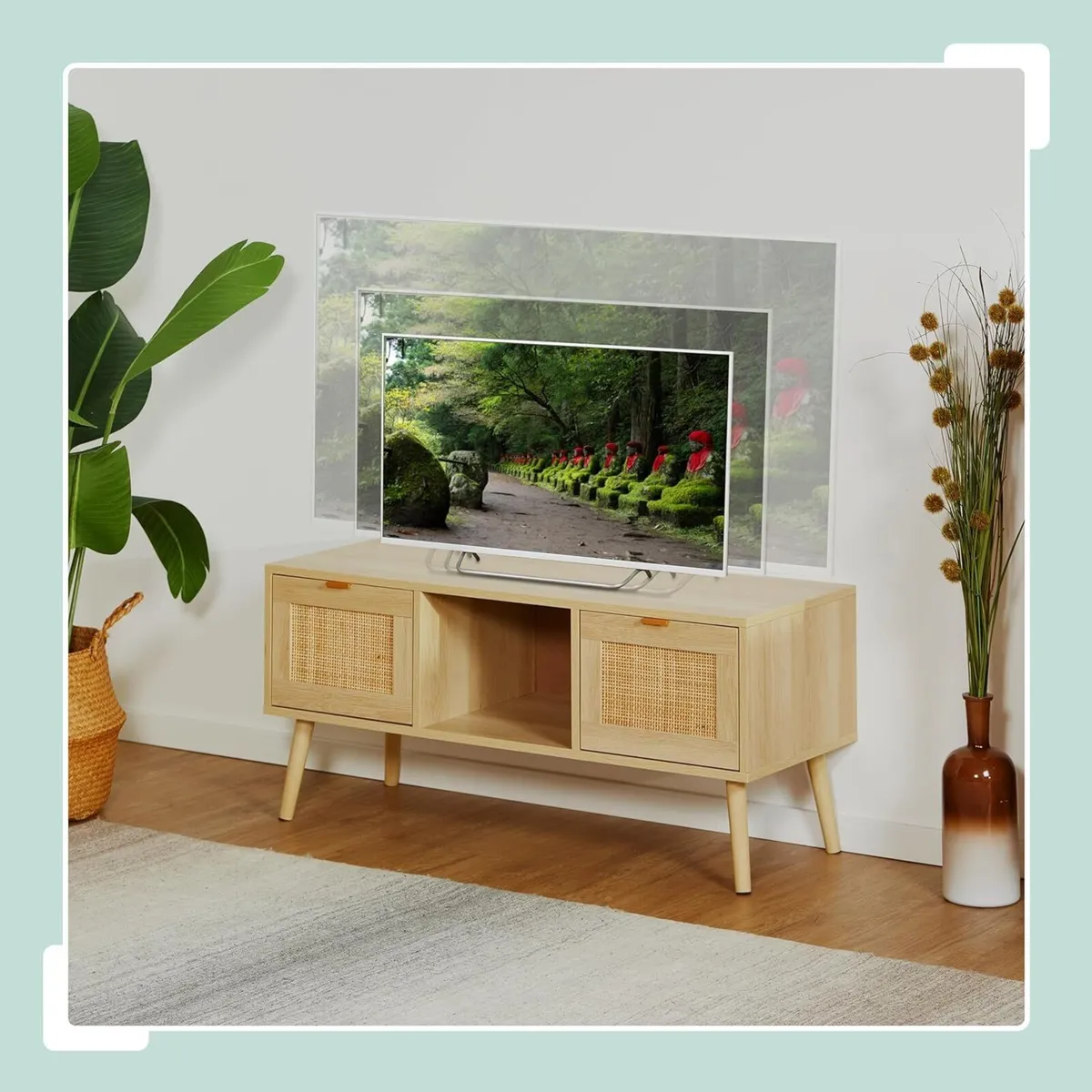 TV Stand Rattan Design Cabinet for Television up - Image 4