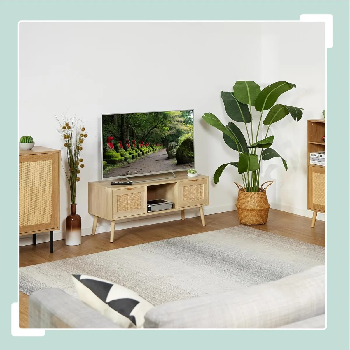 TV Stand Rattan Design Cabinet for Television up - Image 2