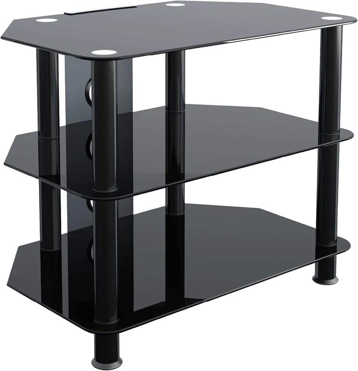 Glass Corner TV Stand – Universal Black Unit 60cm - Image 1