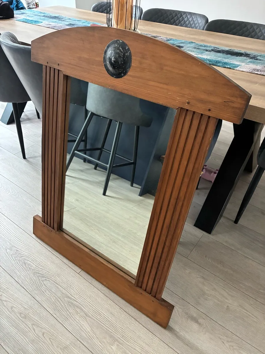 Vintage pine solid wood mirror - Image 1