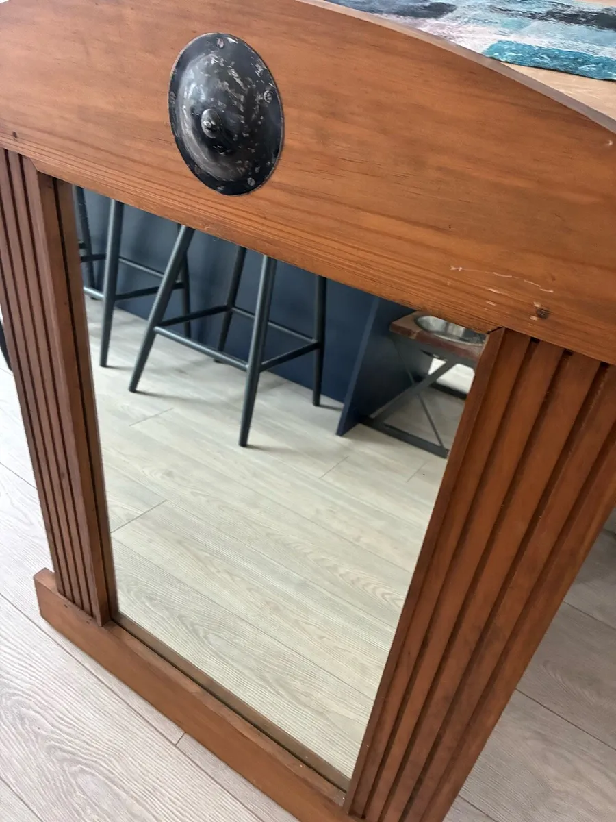 Vintage pine solid wood mirror - Image 2