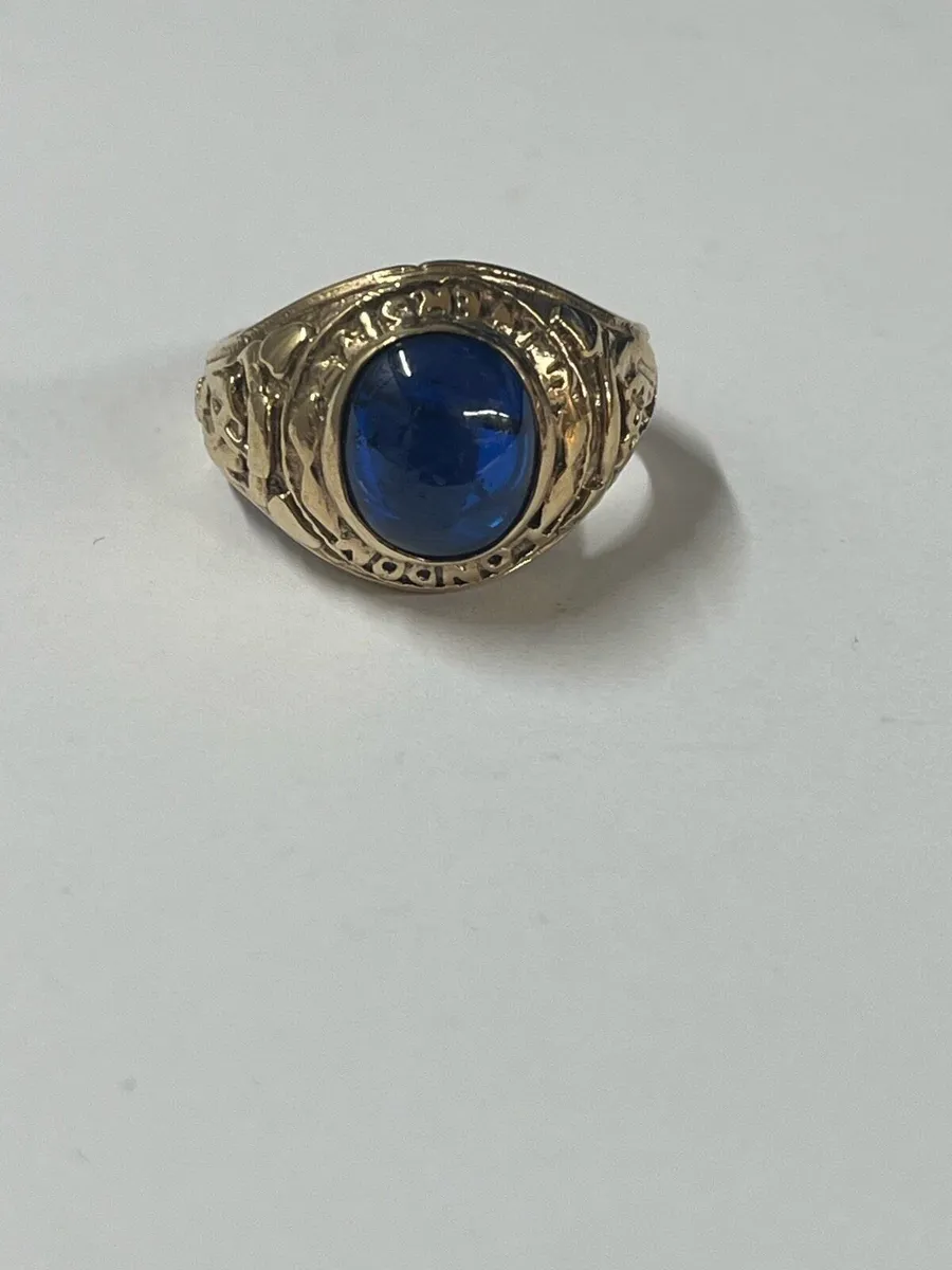 9k gold ring with blue stone. - Image 3