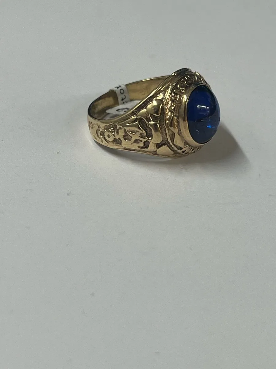 9k gold ring with blue stone. - Image 4