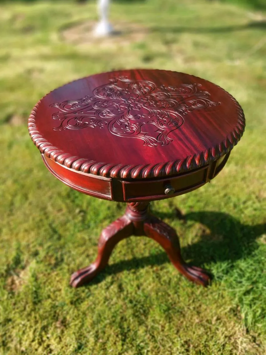 Regency chippendale mahogany drum table - Image 4