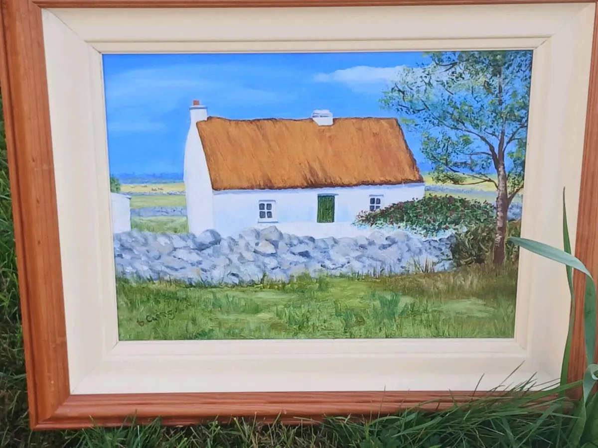 Oil on board traditional irish cottage signed - Image 2