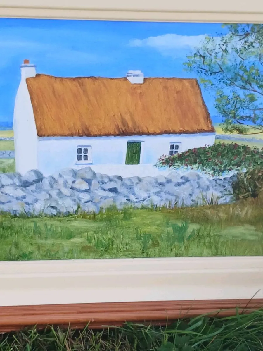 Oil on board traditional irish cottage signed - Image 3