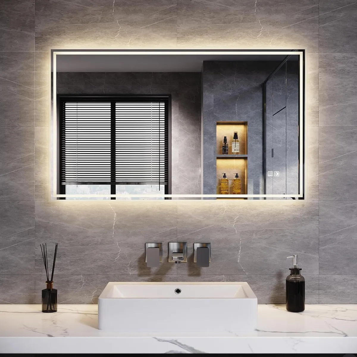 x 600mm Backlit LED Illuminated Bathroom Mirror - Image 1