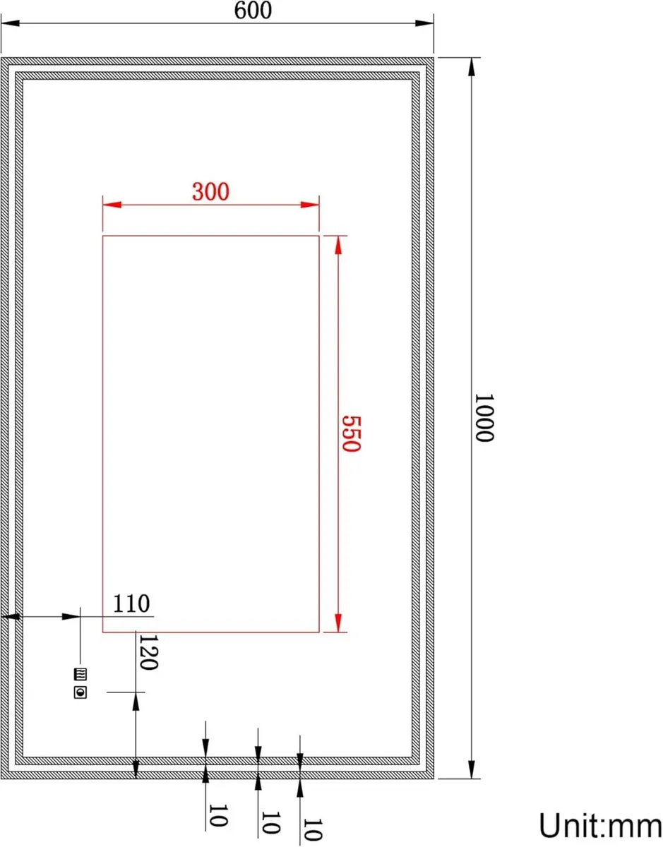 x 600mm Backlit LED Illuminated Bathroom Mirror - Image 2