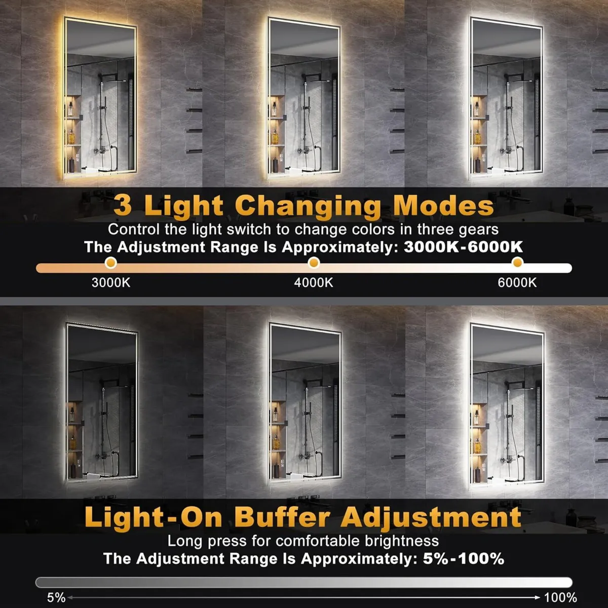 x 600mm Backlit LED Illuminated Bathroom Mirror - Image 3