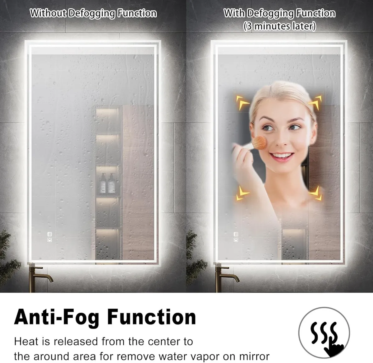 x 600mm Backlit LED Illuminated Bathroom Mirror - Image 4