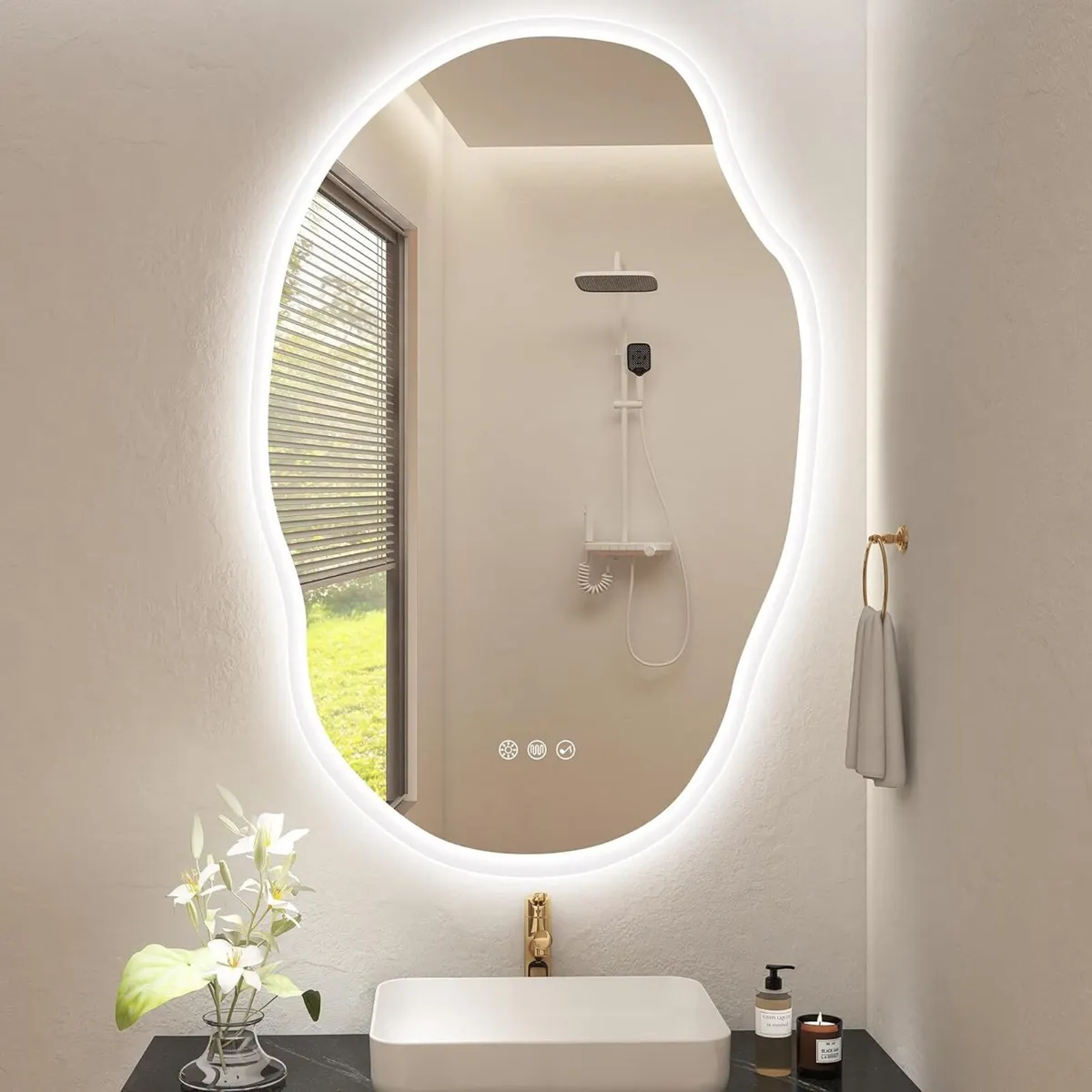 Irregular Bathroom Mirror with LED Lights - Image 1