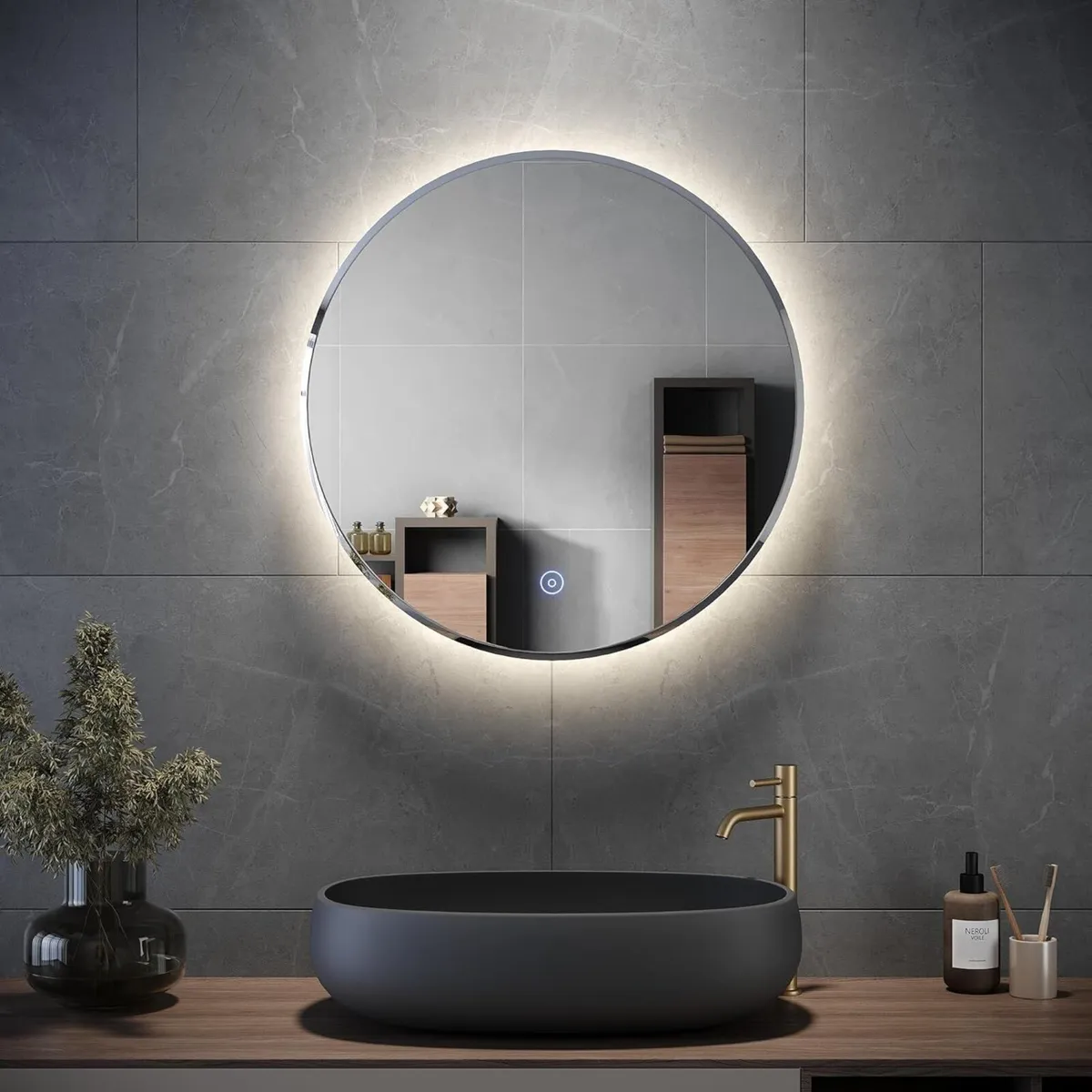 600x600mm Round Illuminated LED Light Bathroom - Image 1