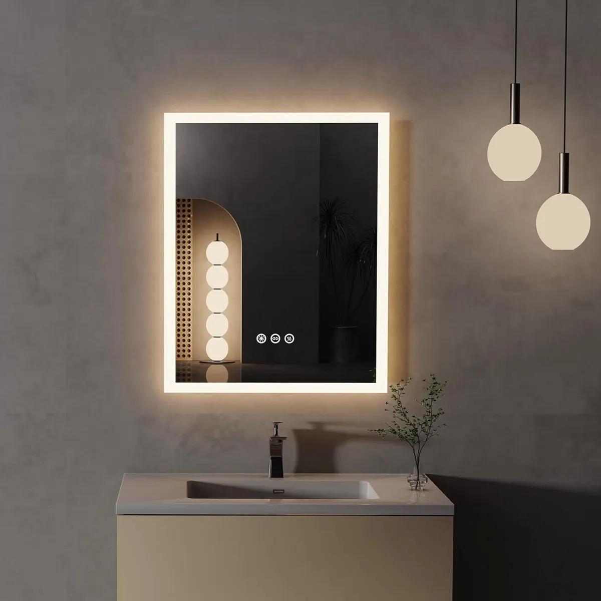 LED Lightd Bathroom Mirror: 400x500mm Illuminated - Image 1