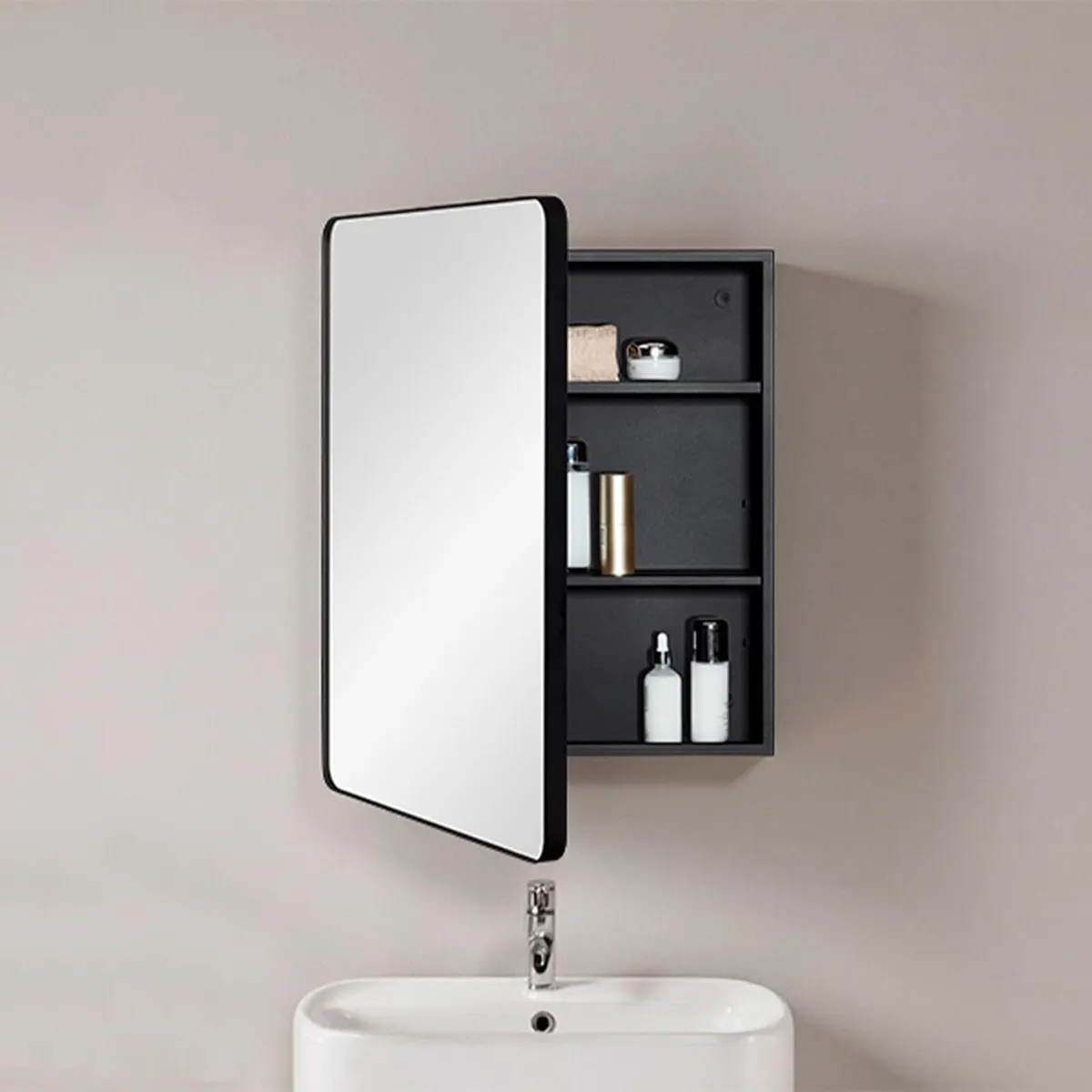 Mirror Medicine Cabinet for Bathroom - Metal - Image 2