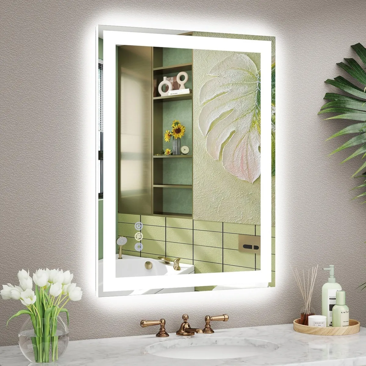 LED Bathroom Mirror with Front and Backlit - Image 1