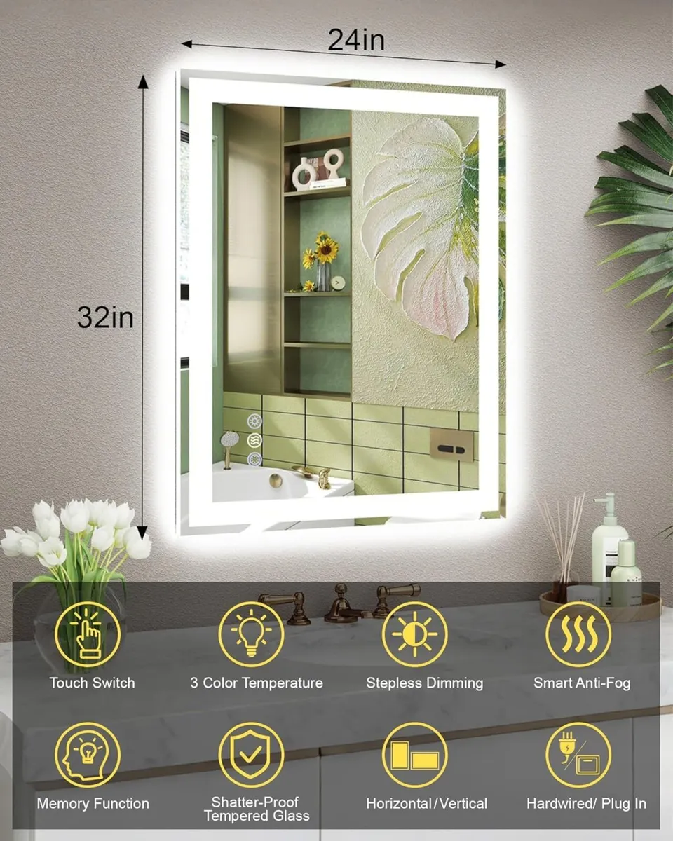 LED Bathroom Mirror with Front and Backlit - Image 2