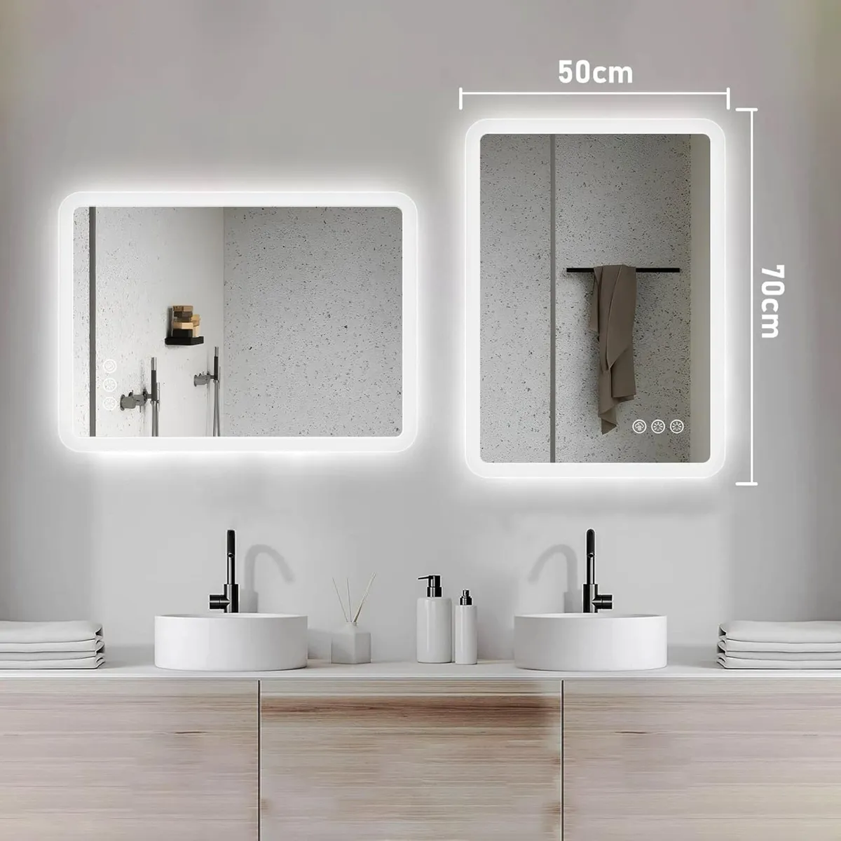 LED Bathroom Mirror with Lights -500x700mm - Image 2
